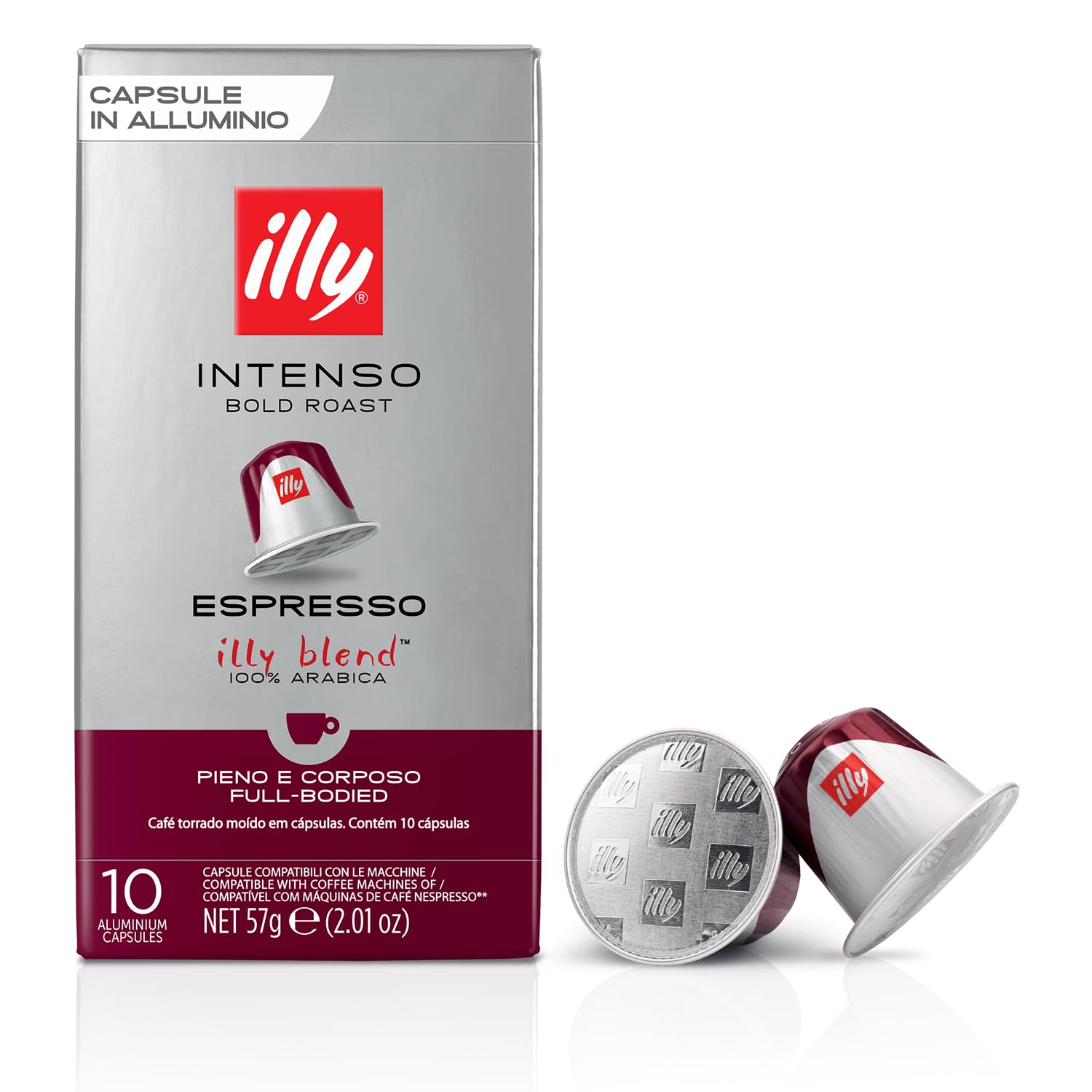 Illy Aluminum Espresso Capsules for Nespresso - Intenso Bold Roast Coffee - 10 Count (Pack of 5) - Full of Flavor, Notes of Cocoa