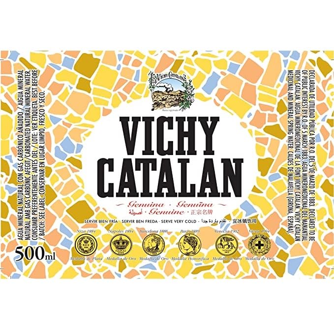 Vichy Catalan Mineral Water Glass Bottles, 500ml (16.90 fl oz), Pack of 20