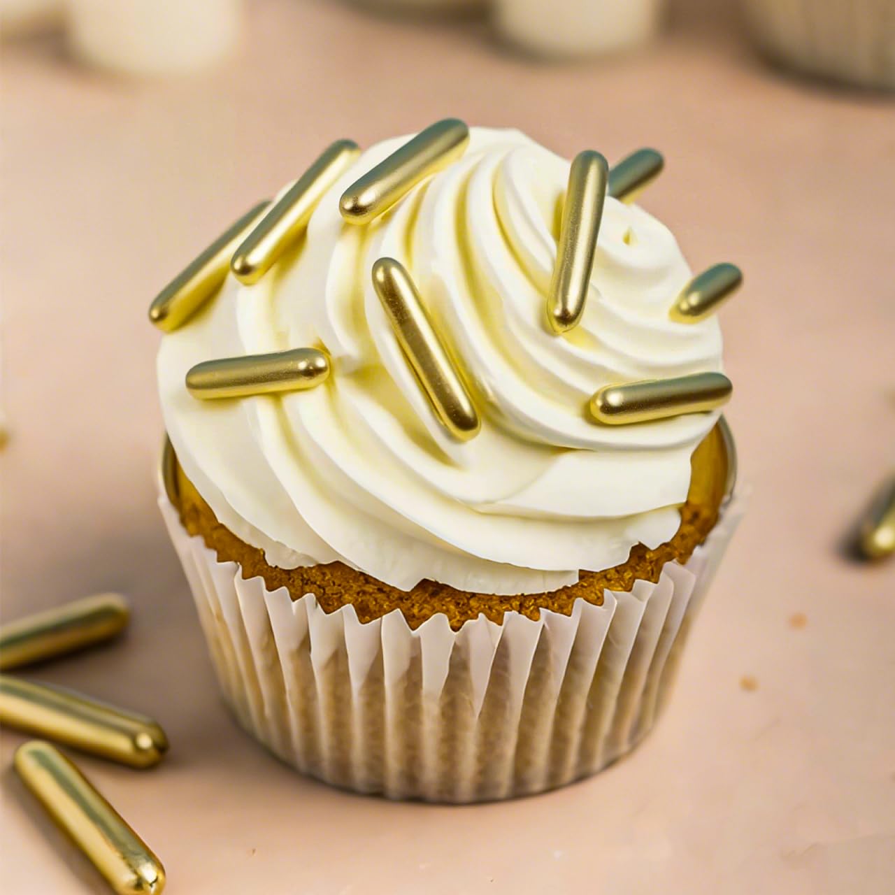 Twisweet Gold Rods Sprinkles, Edible Sugar Sprinkles for Cake Decorating, Candy Rods for Baking, Cake Topper Ice Cream Cupcake C