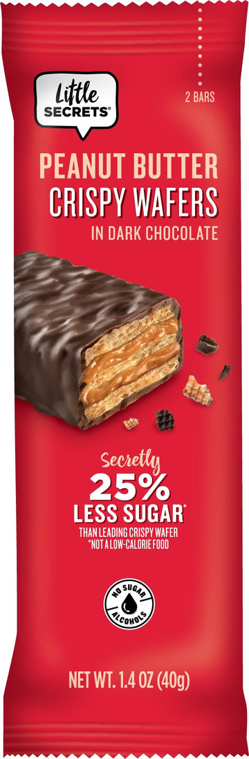 Little Secrets Crispy Wafers, Peanut Butter Flavor, Gourmet Dark Chocolate Candy, All Natural, Fair Trade Certified, No Artifici