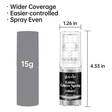Silver Edible Glitter Spray - 15G Edible Silver Glitter For Cakes Food Grade Metallic Shimmer Powder Cake Sprinkles For Cookie D