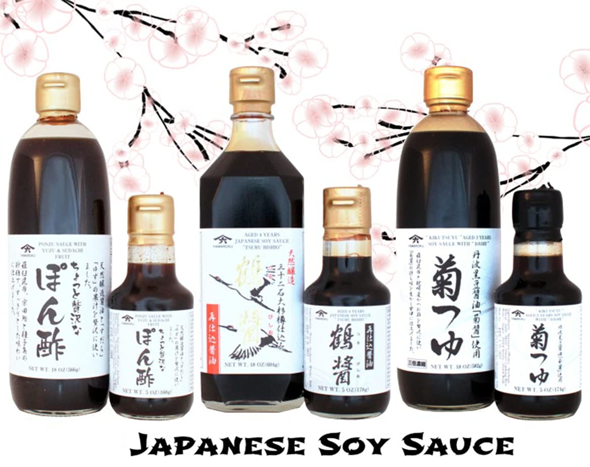 Yamaroku Shoyu Pure Artisan Dark Sweet Japanese enhanced Gourmet Barrel Aged 4 Year Soy Sauce Tsuru Bisiho  18oz (532ml) (18oz  1) (3 Pack)