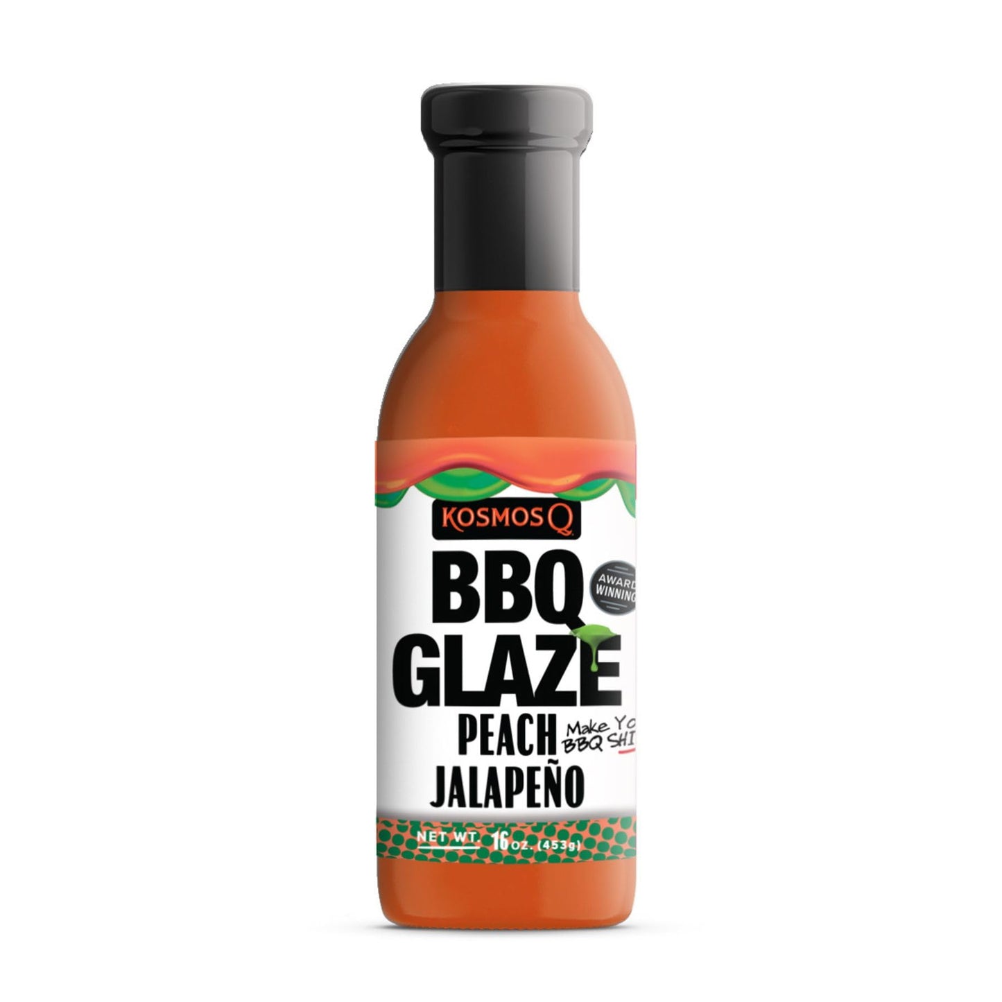 Kosmos Q Peach Jalapeno Bbq Glaze - 16 Oz Bottle For Sticky & Flavorful Barbecue - Thick Bbq Glaze For Competition Ready Mouth-W