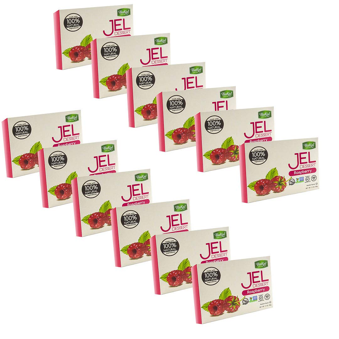 Bakol Jel Dessert - All Natural Vegan Dessert Mix - Kosher - Halal - No Artificial Sweeteners Flavors or Colors - Raspberry Flav