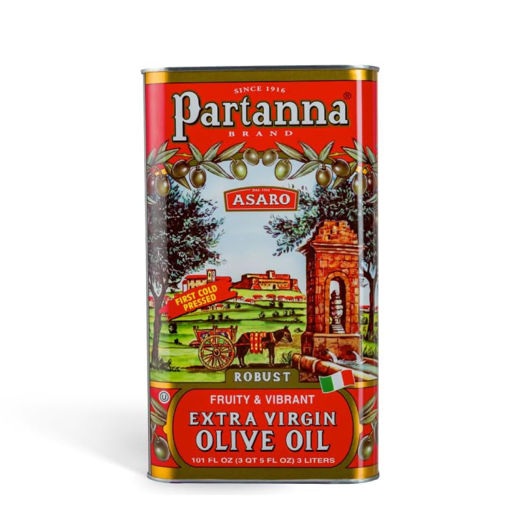 Partanna Extra Virgin Olive Oil - Monovarietal, First Cold Pressed - 101 fl oz Tin - Authentic Italian from Sicily