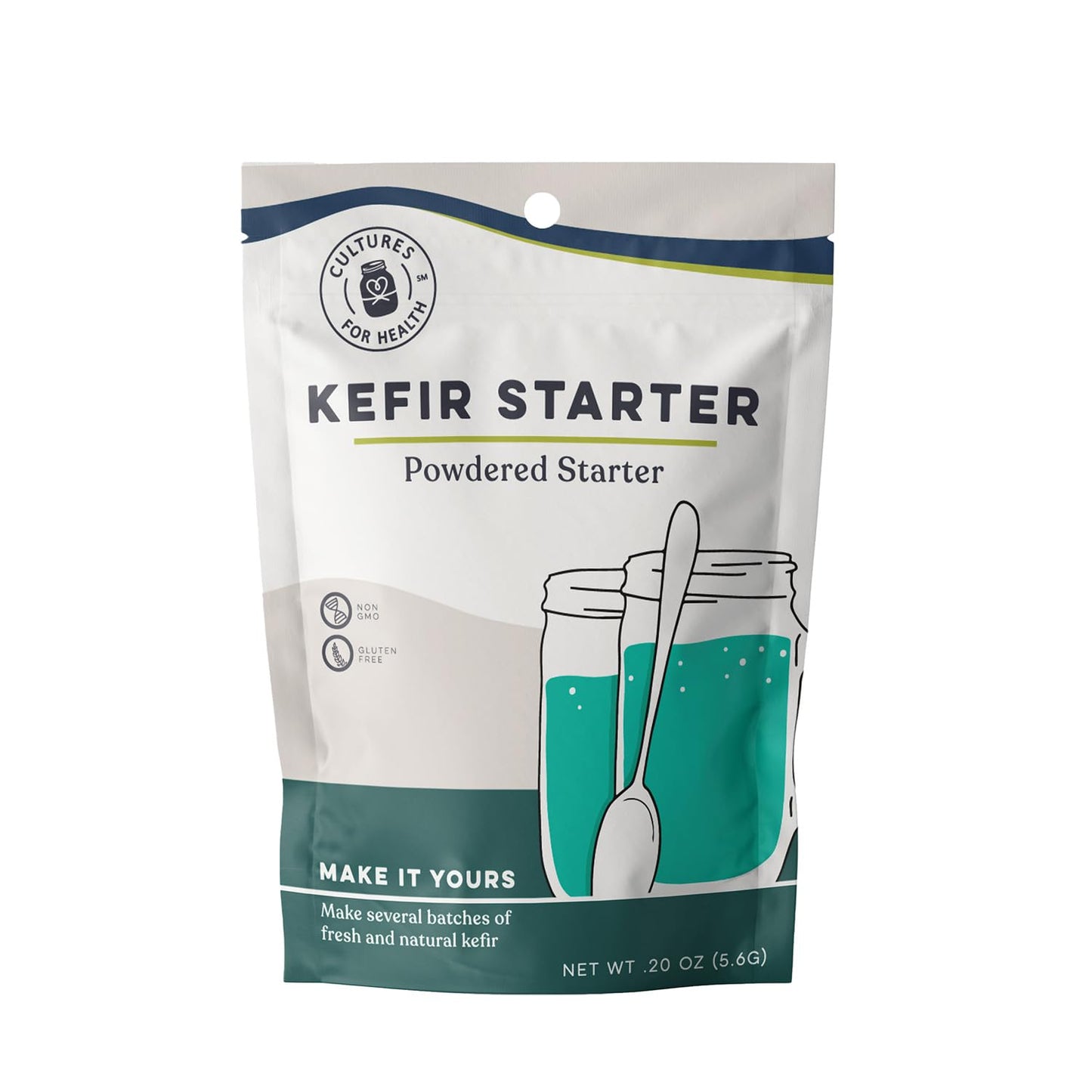 Cultures For Health Kefir Starter Culture - 4 Packets Freeze Dried Powder - Makes Kefir with Milk, Water, or Juice - 0.05 Ounce Each
