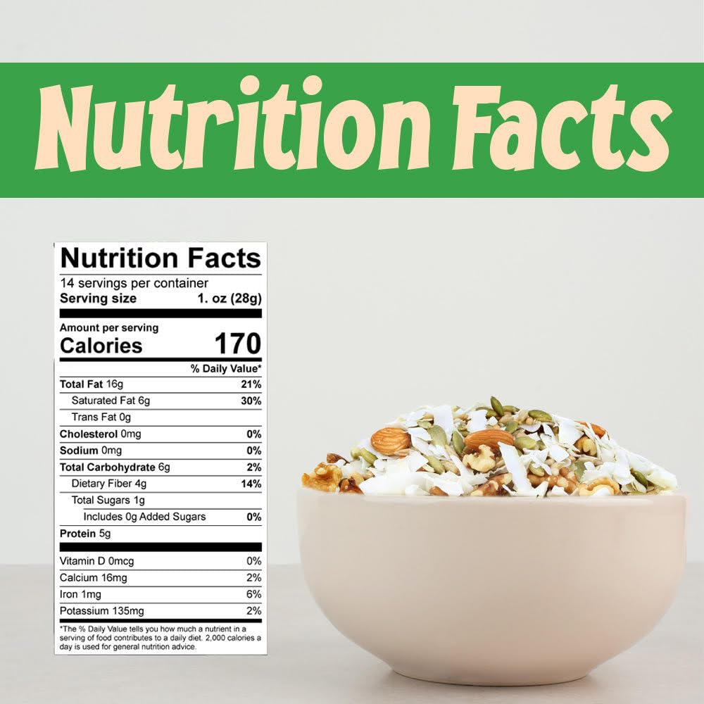 Sincerely Nuts Ultimate Nutrition Keto Trail Mix (5 LB)- Pumpkin Seeds, Coconut, Sunflower Seeds, Almonds, Walnuts- Gluten-Free
