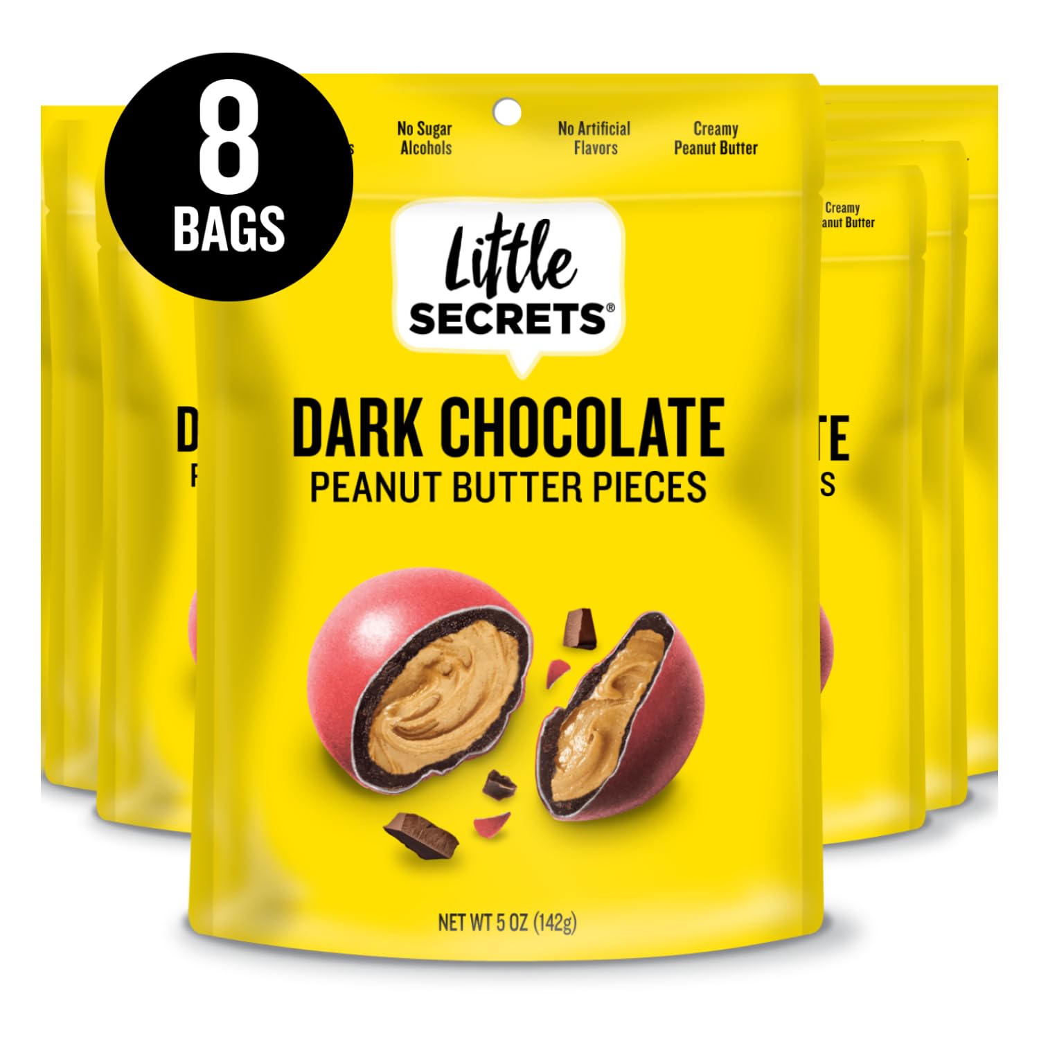 Little Secrets Dark Chocolate Peanut Butter Pieces | Guilt-Free | Colors From Natural Sources | 5Oz Resealable Bags