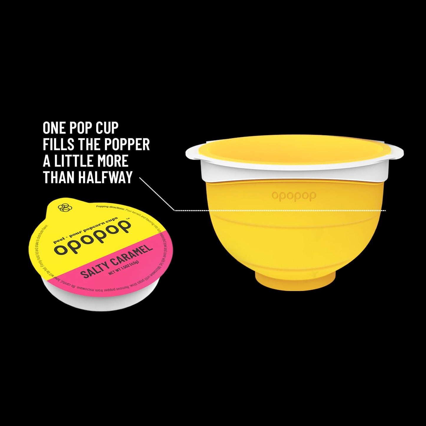 OPOPOP Microwave Popcorn Cups, Salty Caramel, Non-GMO, Gluten Free, 6-Pack, 1.5 Ounce