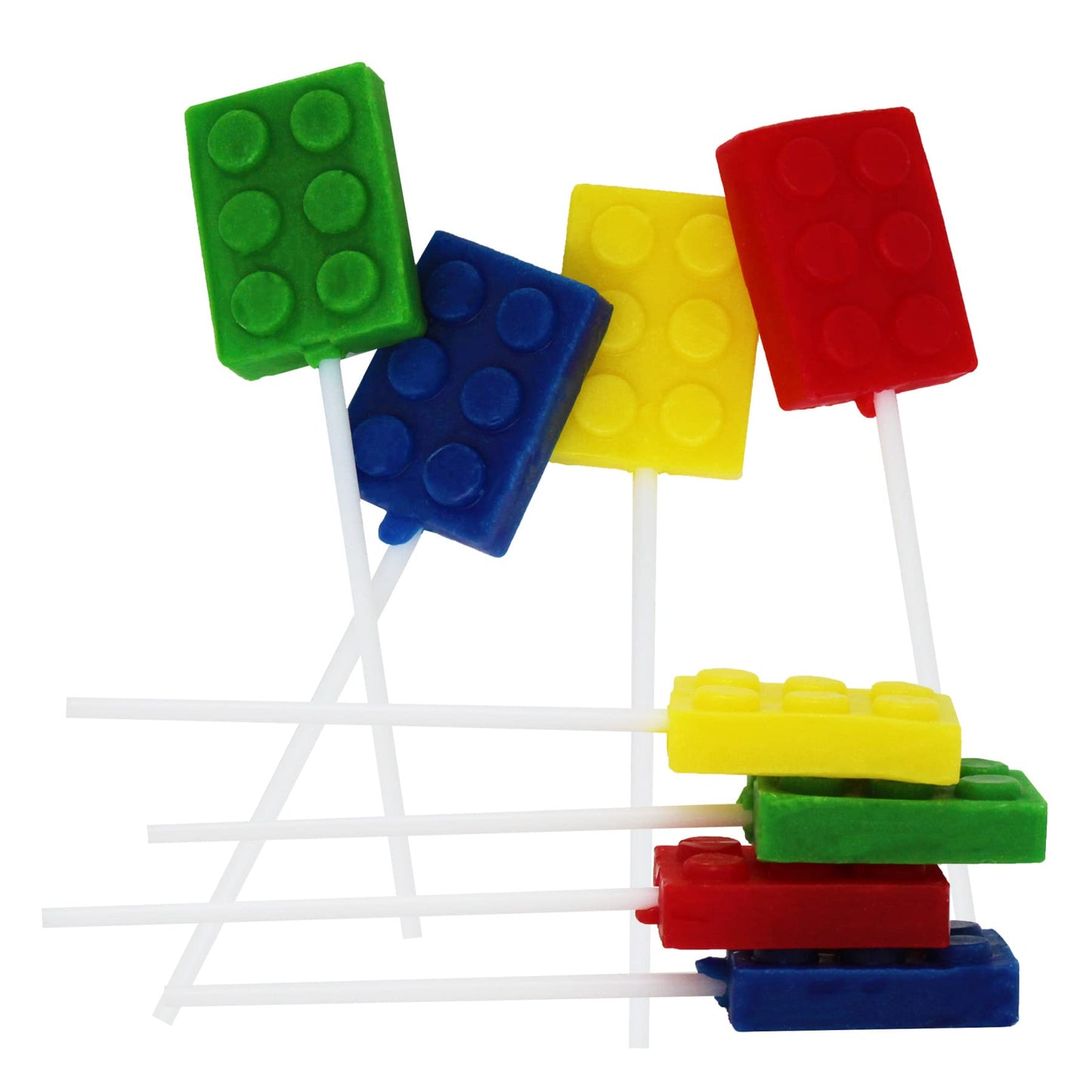 Brick Building Block Party Suckers - 12 Pack Brick Lollipops for Brick Birthday Party Favors - Sweet Color Brick Candy for Brick