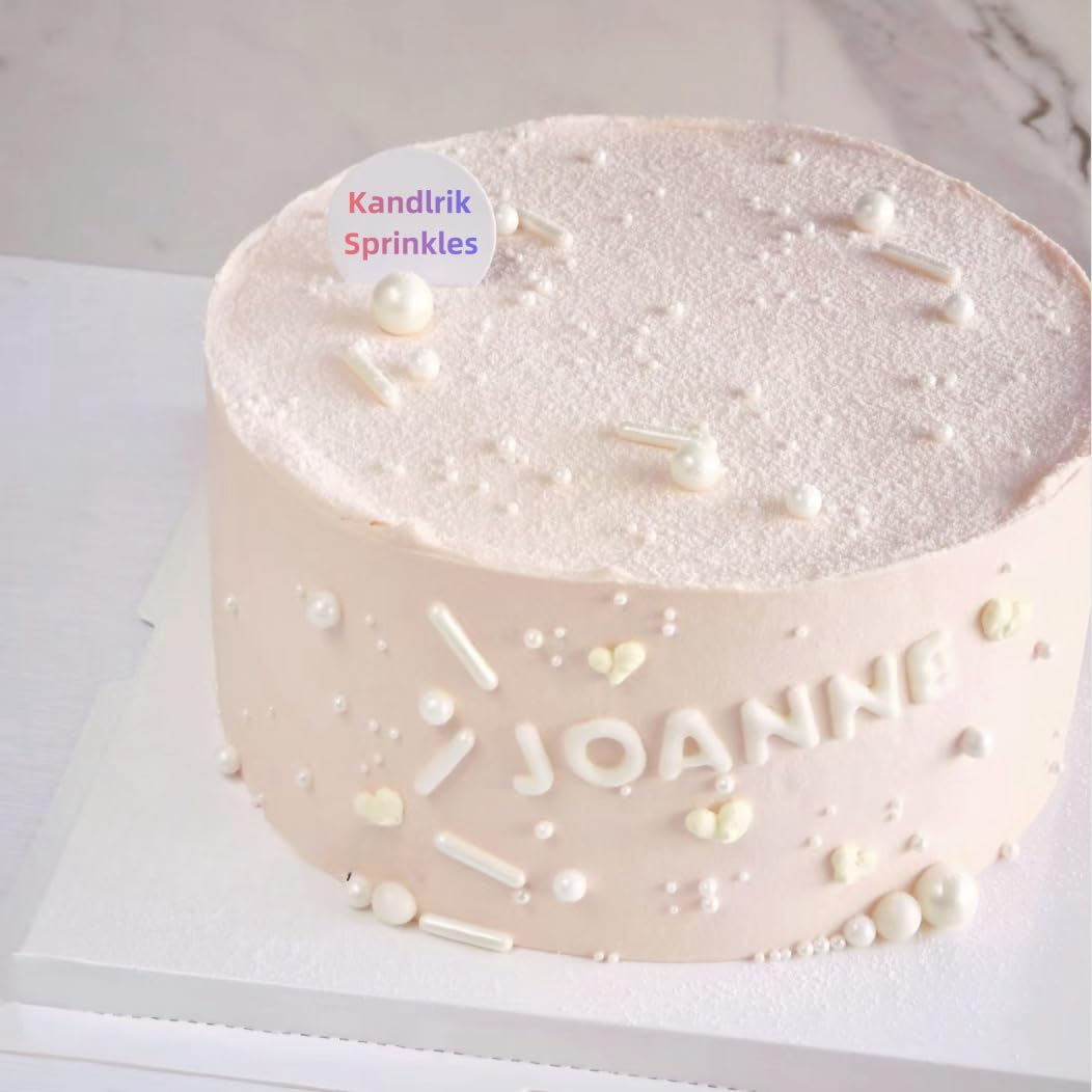 White Sprinkles Candy Mix Size Edible Pearls Cake Decorations Cupcake Toppers Cookie Decorating Perfect For Wedding Party Valent