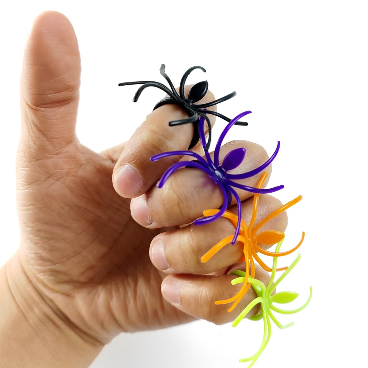 GXXMEI 124 Pieces Spider Rings Plastic Cupcake Topper Halloween Party Favors (Multicolor)
