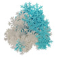 Homankit 50Pcs Edible Cake Cupcake Toppers Snowflakes Christmas Winter Party Decoration White And Blue