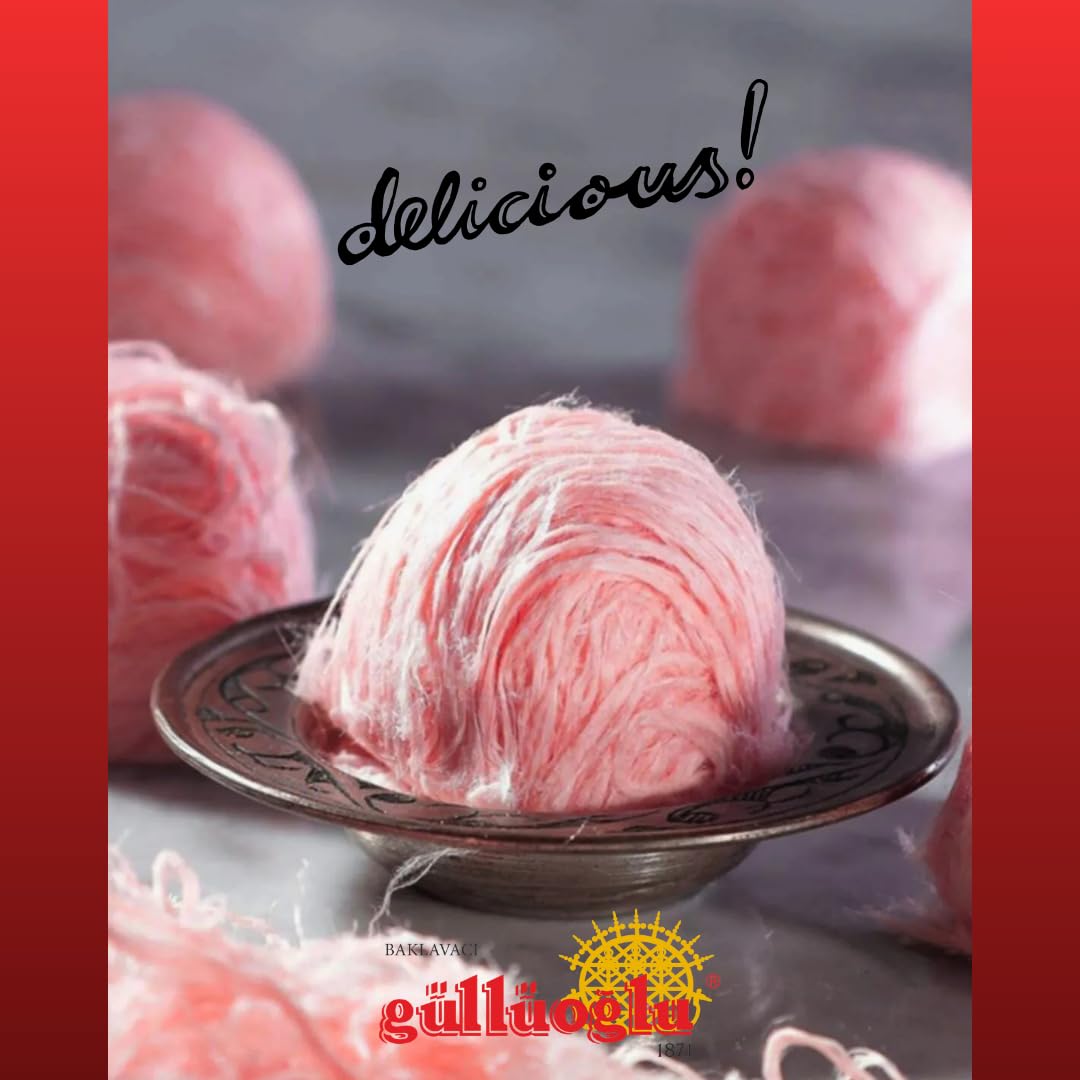Gulluoglu Candy Floss Pomegranate (Pismaniye), Luxury Turkish Cotton Candy, Special Halva Candy 0.55Lb (Pomegranate)