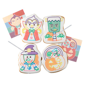 WANDERCRUMB | Monster Cookie Decorating Kits | 8 Jumbo cookies + 8 edible color palletes + brushes - Monster Gifts for Kids, Kid