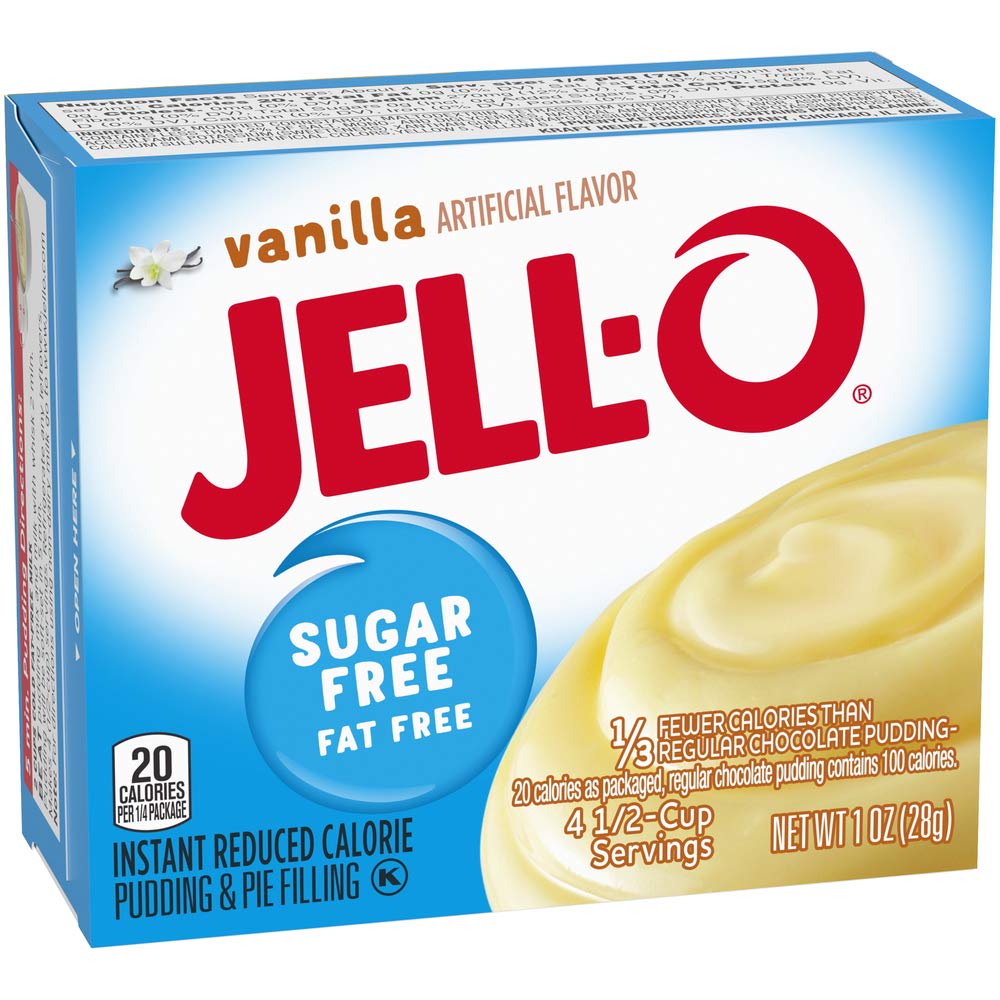 Jell-O Vanilla Instant Pudding & Pie Filling, Sugar Free, Fat Free, 1 oz Pack of 4
