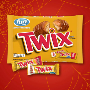 Twix Fun Size Caramel Cookie Halloween Chocolate Bars, 18.28 Oz Bulk Candy Jumbo Bag
