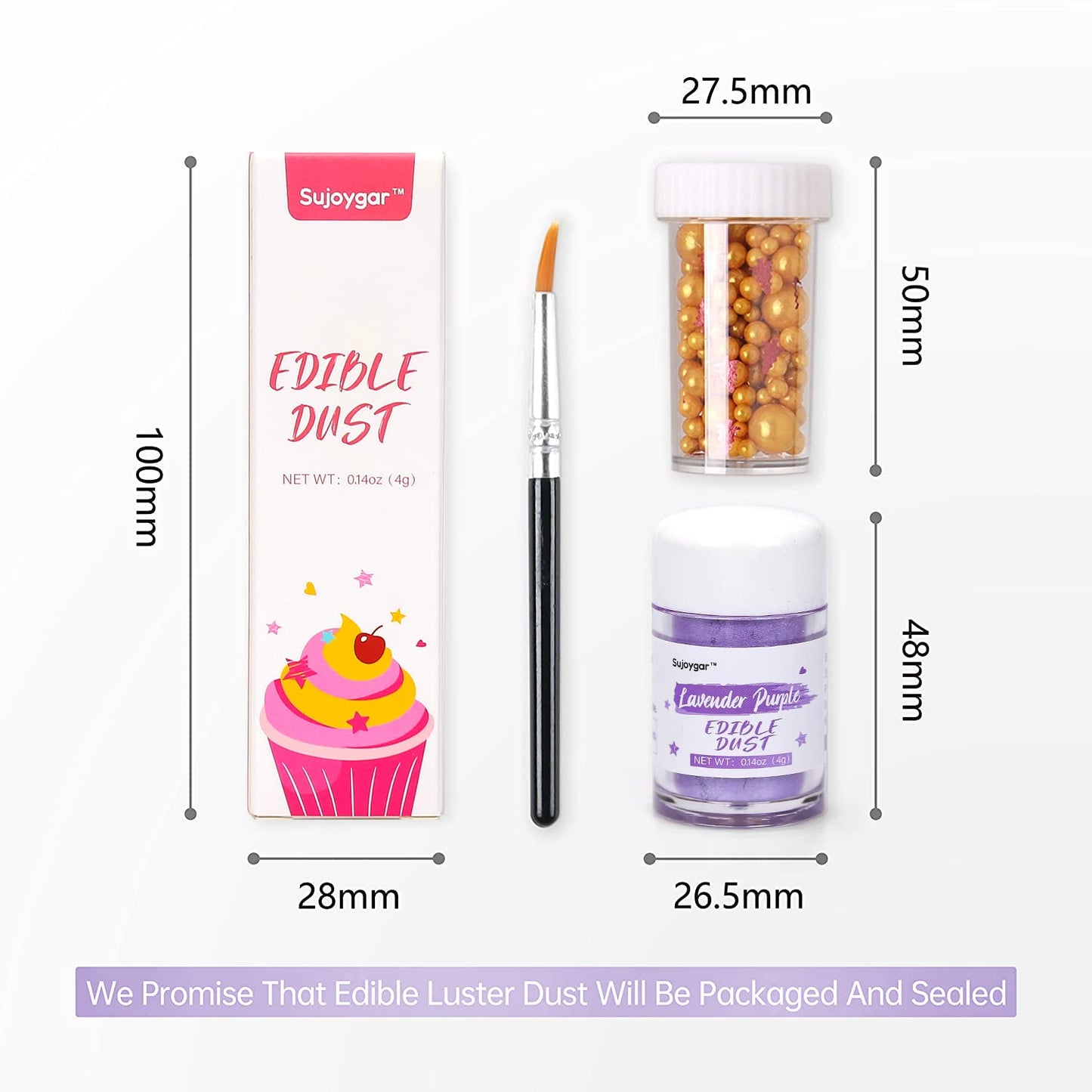 Sujoygar Edible Glitter Shimmer Dust for Cake Decorating, Lavender Purple, 4 Grams