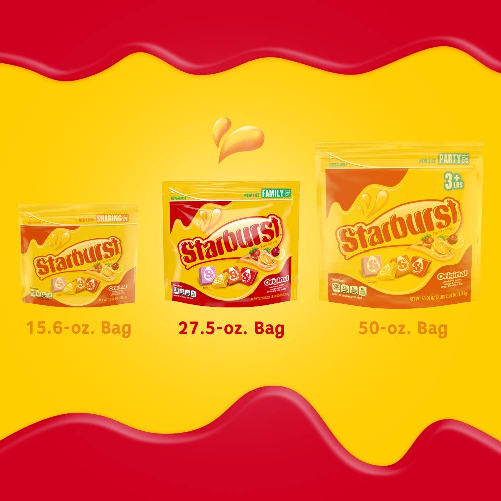 STARBURST Original Fruit Chews Chewy Candy Bulk Pack, Family Size, 27.5 oz Bag (Pack of 6)