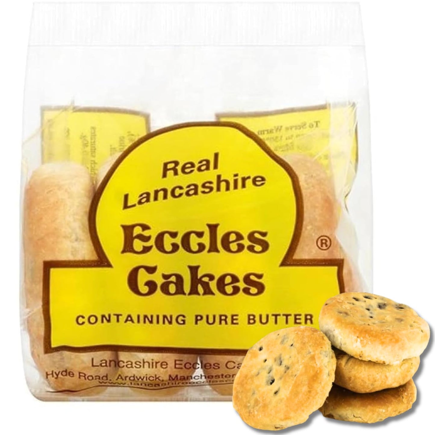Real Lancashire Eccles Cake - 4 Cakes (Pack Of 1) | British Snacks Made With Pure Butter & Dried Currants | Traditional & Delici