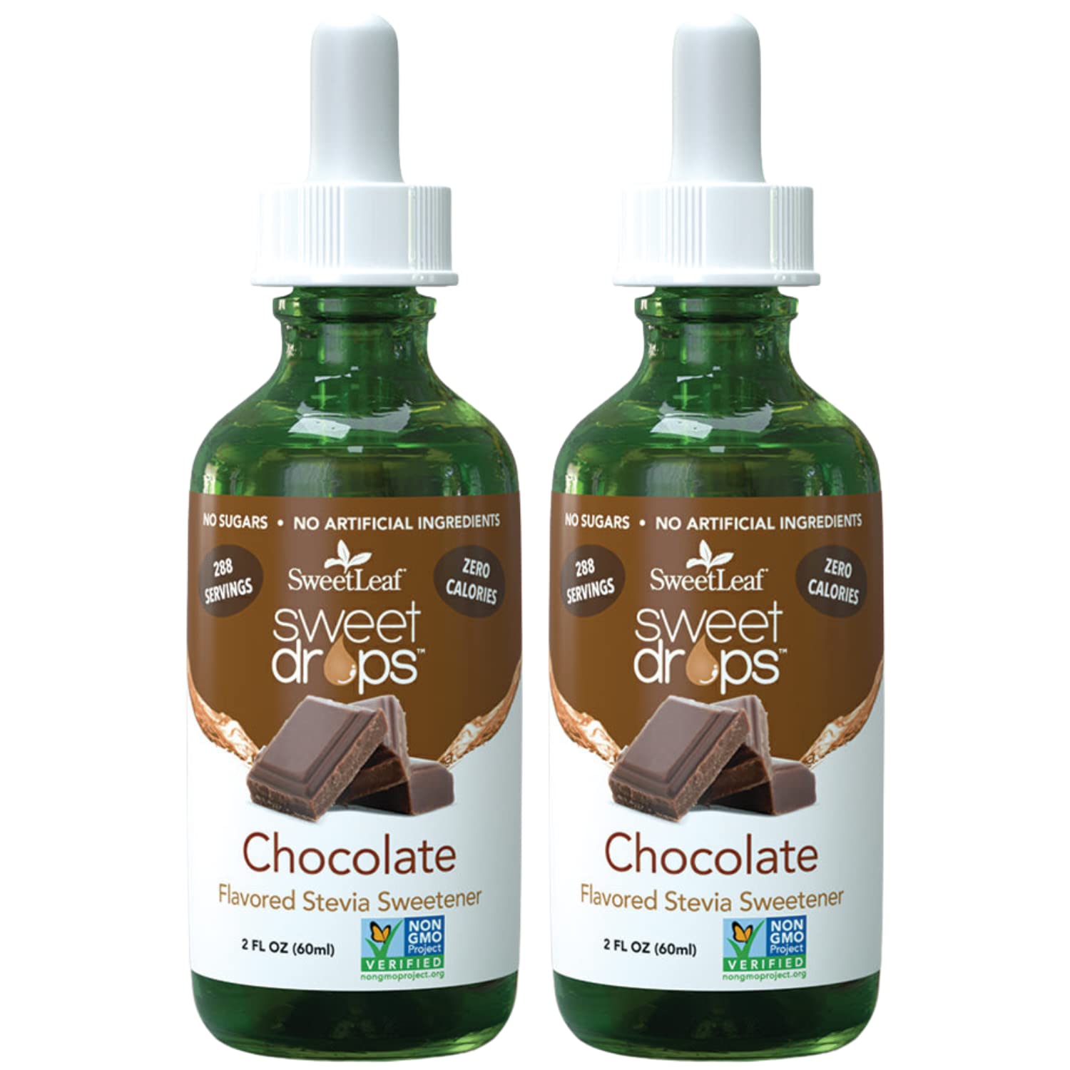 SweetLeaf Stevia Liquid Sweetener - Chocolate Flavor, Zero-Calorie, Sugar-Free, 2 Fl Oz (Pack of 2)