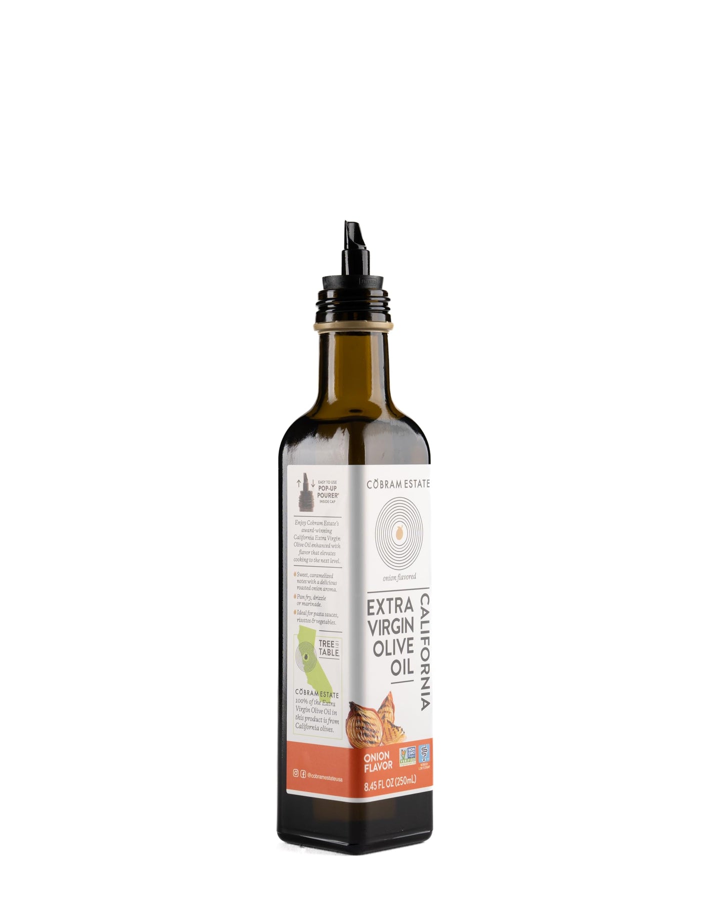 Cobram Estate Extra Virgin Olive Oil, Onion Flavor, 250ml, Clear, Non-GMO, Low-Fodmap, First Cold Pressed