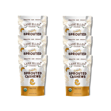 Lark Ellen Farm Whole Cashews, Salted Raw Sprouted Nuts, Certified USDA Organic, Gluten-Free, Vegan Snacks (10 oz, 6 pack)