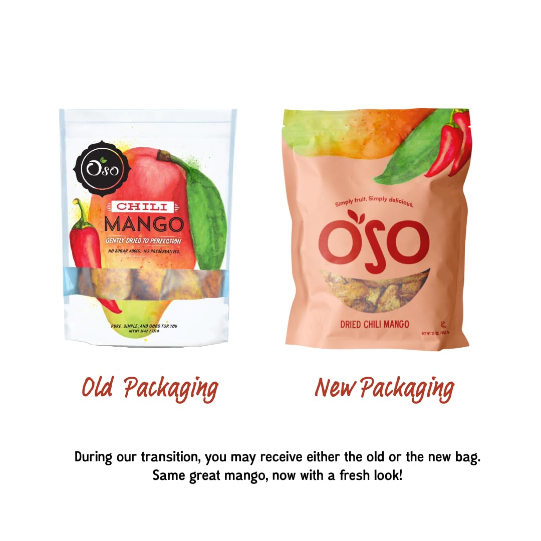 Oso Snacks Dried Chili Mango Slices, No Added Sugar, 26oz (1.62 lb)
