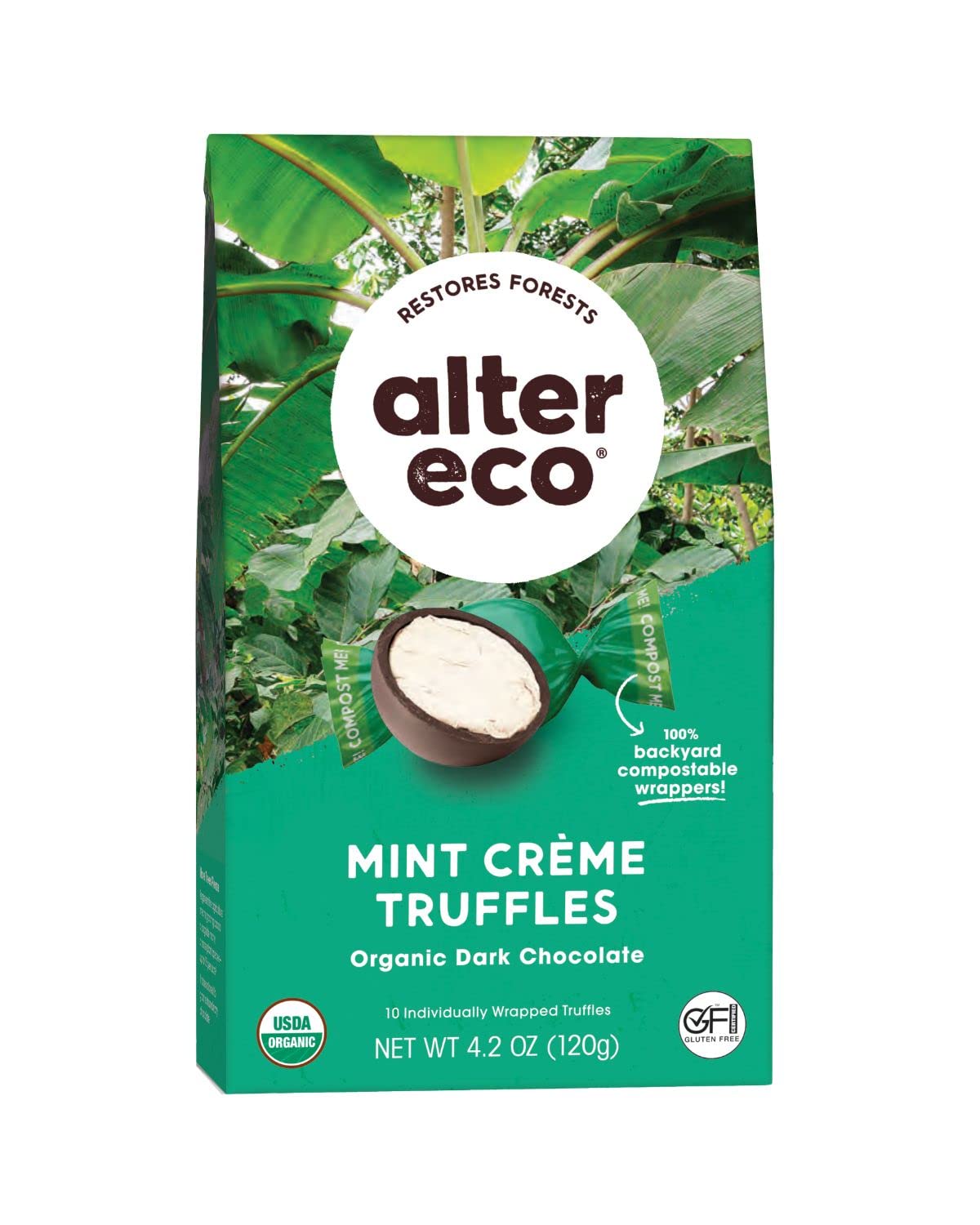 Alter Eco Americas Dark Chocolate Truffles - Mint Creme - Case of 8 - 4.2 oz.(D0102HX8TU2.)
