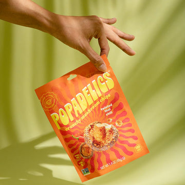 Popadelics Crunchy Mushroom Chips Twisted Thai Chili Shiitake Mushroom Crisps, Lightly Cooked And Seasoned, Vegan Chips, Vegan S