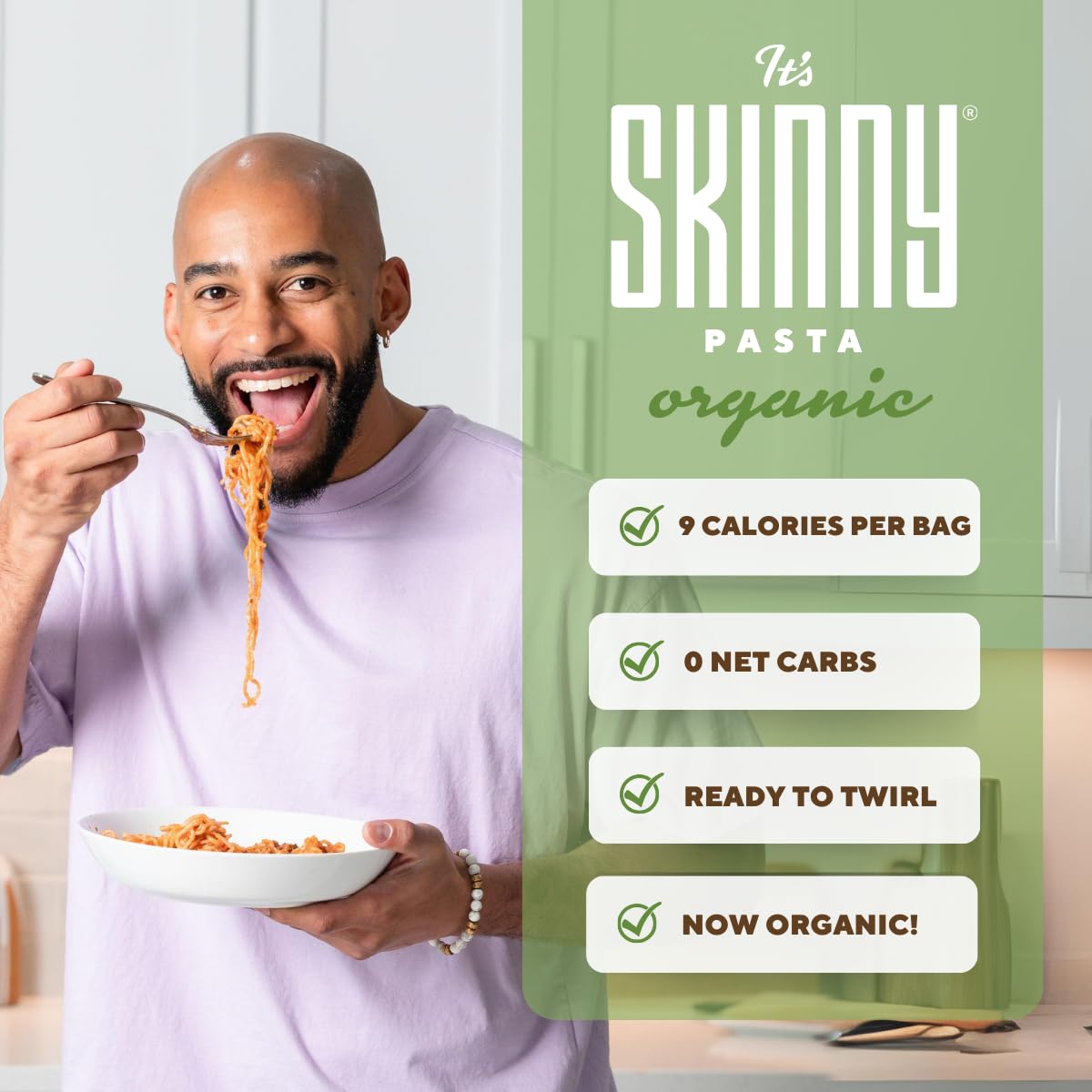 It's Skinny Organic Orzo Pasta - Rice Shaped Pasta Pre-Cooked Konjac Noodles Pasta, Low Carb & Low Calorie High Fiber, Sugar Fre