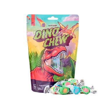 Taffy Shop Dino Chew Taffy, Salt Water Candy, 35 Pieces, Dinosaur Bag Soft Chewy Candy Gift, 7 oz