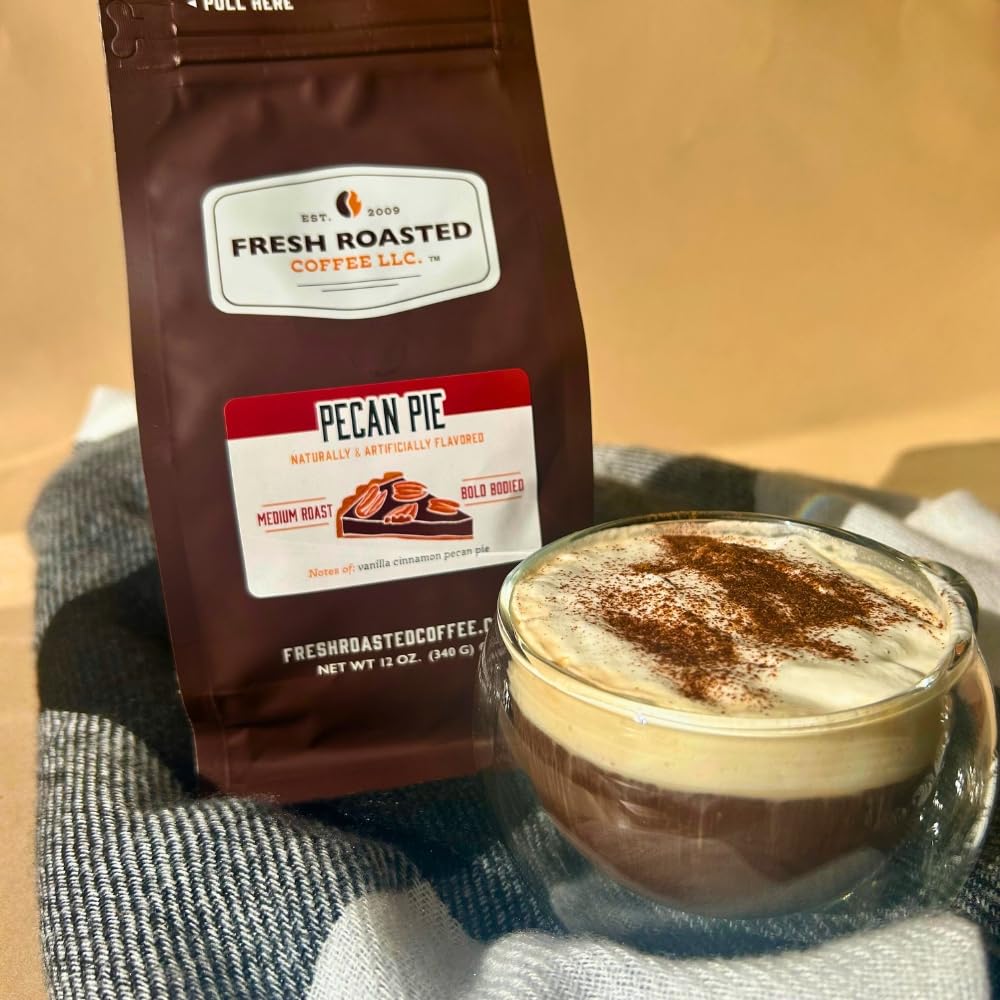 Fresh Roasted Coffee, Pecan Pie Flavored Coffee, 5 Lb, Medium Roast, Kosher, Whole Bean