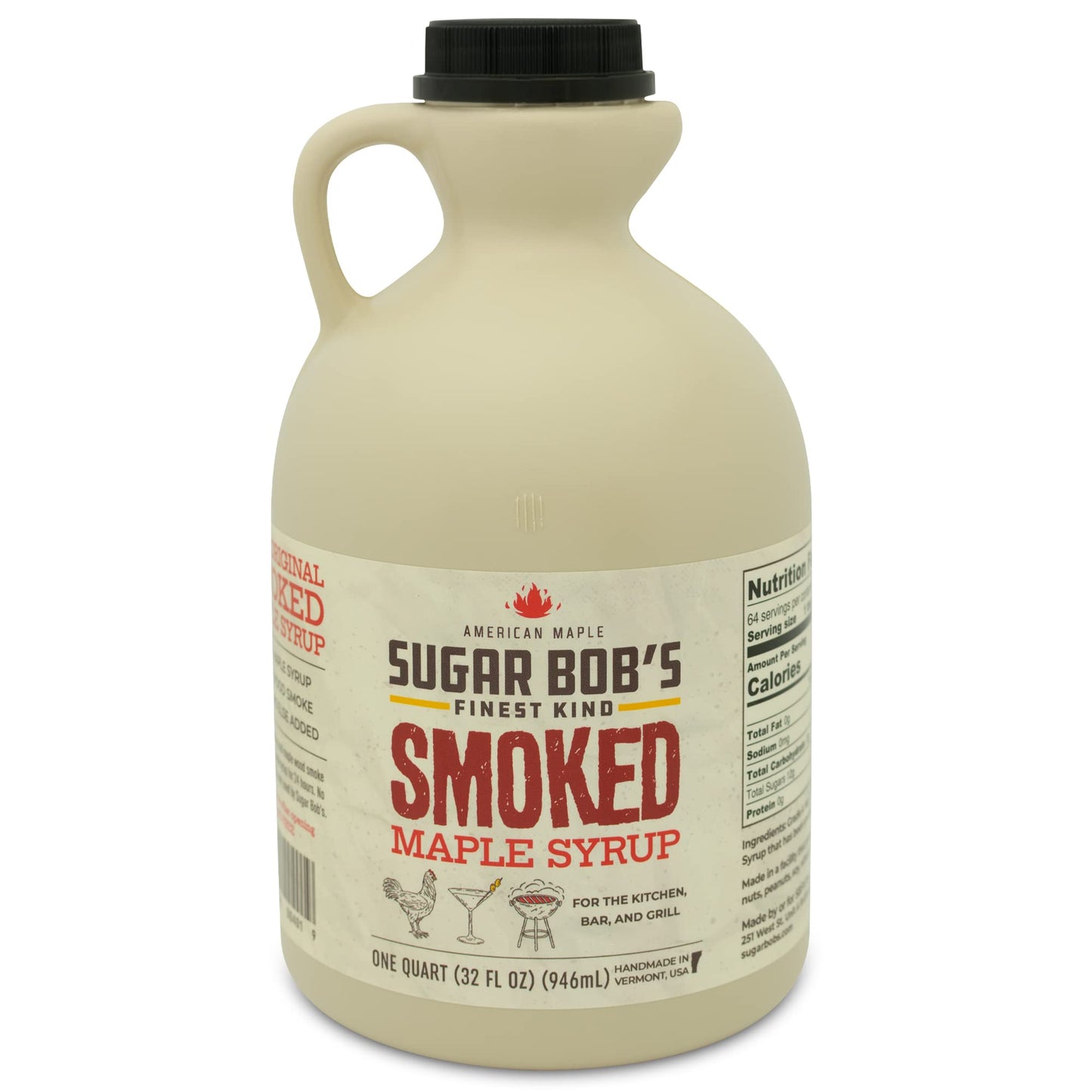 Sugar Bobs Finest Kind Smoked Maple Syrup Glaze 32 fl oz Made in Vermont