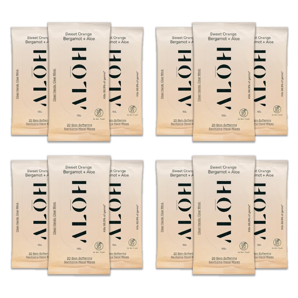 Aloh Peppermint Eucalyptus Sanitizing Hand Wipes - Clean Hands, Clear Mind On The Go Sanitizer For Kids And Adults - Travel Size 6 Packs Of 20Ct Wipes (120 Wipes)