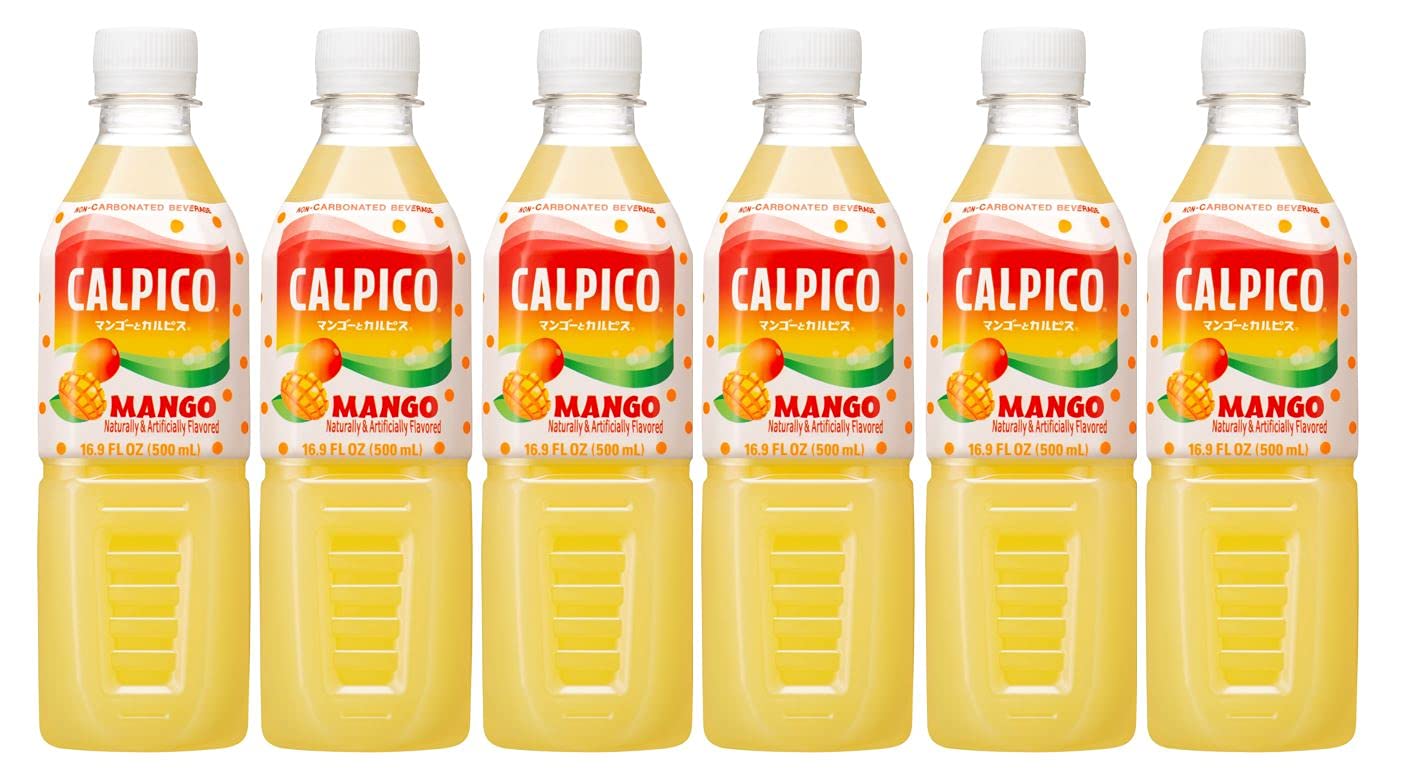 Calpico Mango, Non-Carbonated Drink, Japanese Beverage Contains Mango Juice Concentrate, Sweet And Tangy Asian Drink, 16.9 Fl Oz. (Pack Of 6)