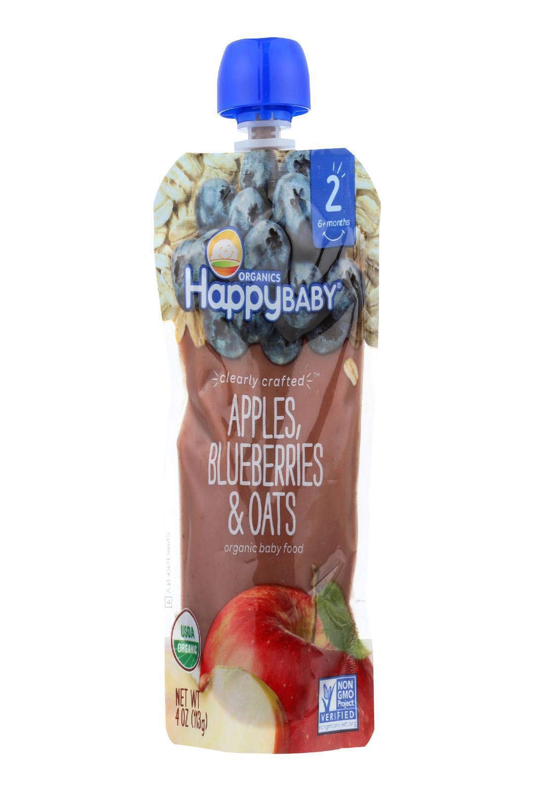 Happy Baby, Organic Apples Blueberries & Oats, 4 Oz
