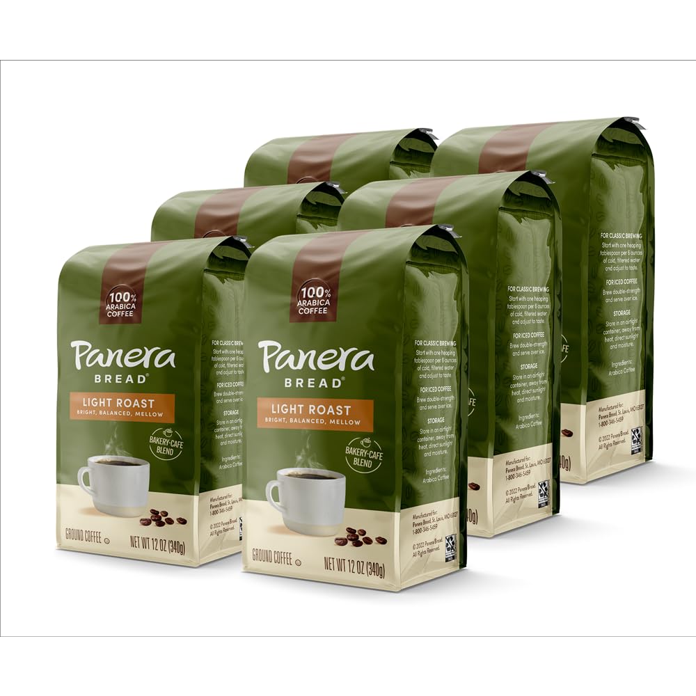 Panera Light Roast, Ground Coffee, 100 percent Arabica Coffee, Bagged 12oz, Pack of 6