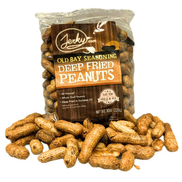 Jerky.com Old Bay Seasoned Peanuts in Shell 10oz - Deep Fried Peanuts in Shell - Roasted Peanuts for Human - USA Grown, Ultimate Spicy Gourmet Gift Peanuts