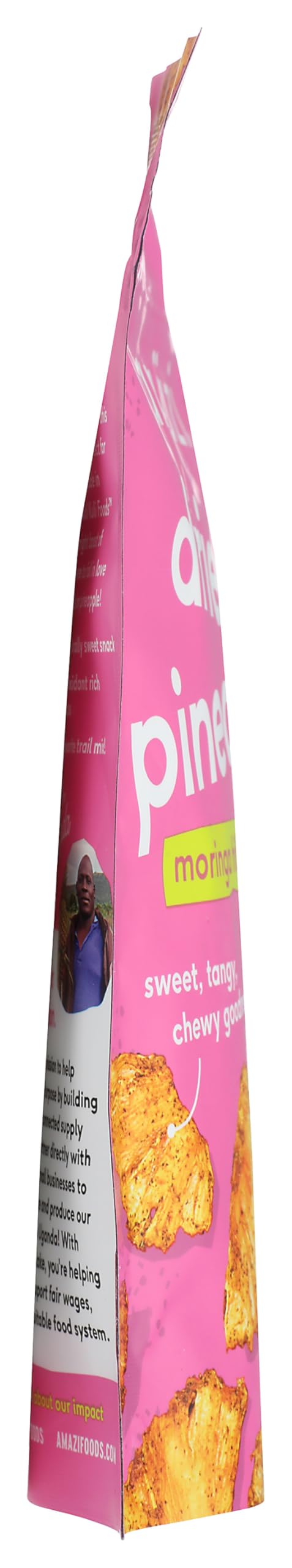 Amzi Foods, Dried Pineapple - Moringa Hibiscus 2.3Ounce All Natural Snacks No Sugar Added Dried Pineapple Dehydrated Fruit
