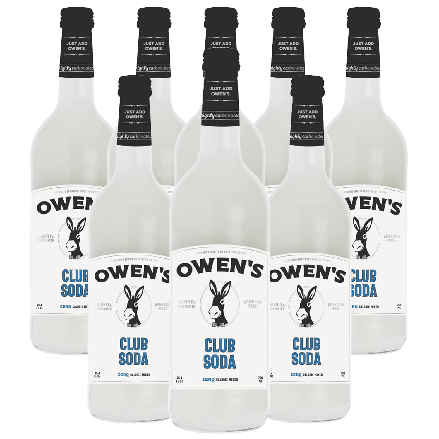 Owens Craft Mixers | Club Soda 8 Pack 750Ml | Handcrafted In The Usa With Top-Grade Ingredients | Vegan & Gluten-Free Soda Mocktail And Mixed Flavor Mixer