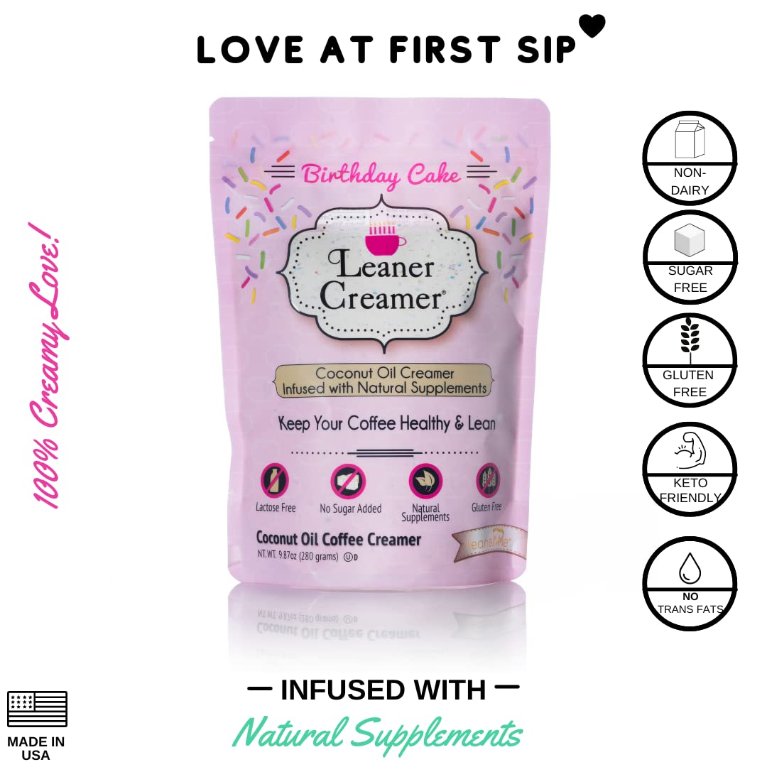 Leaner Creamer Coconut Creamer with Superfood Ingredients - Non-Dairy, Sugar-Free, Keto, Gluten-Free Powdered Coffee Creamer - B