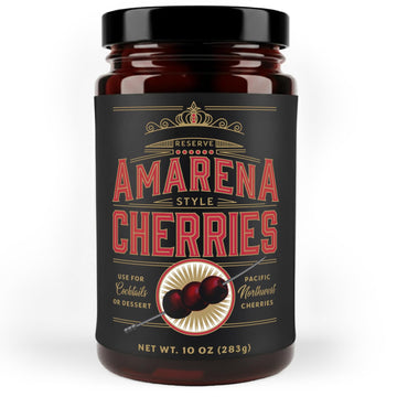 Cocktail Amarena Cherries In Syrup, 10Oz (30+ Count) - Enhanced Spirit-Inspired Flavor Spirit-Inspired Flavor Cocktail Garnish - Black Cherries For Old Fashioned, Manhattan And Desserts, Made In Usa - Spirit-Inspired Flavor Gifts For Men Dads
