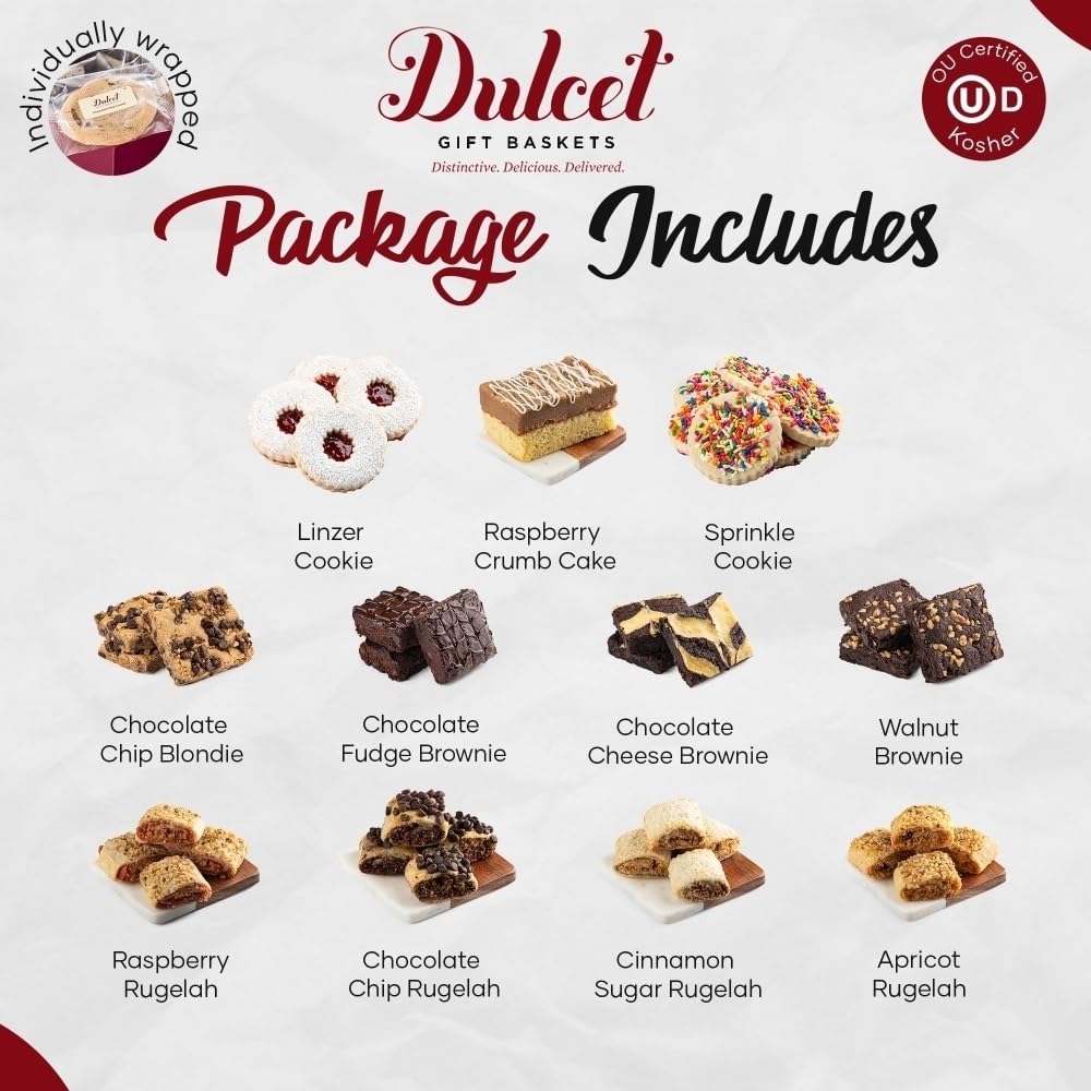 Dulcet Gift Baskets Elegant Sprinkle Cookie-Chocolate Fudge Brownie Gourmet Bakery Gift Basket Great Gift For Birthdays, New Baby, Anniversaries- Mother’S Day.