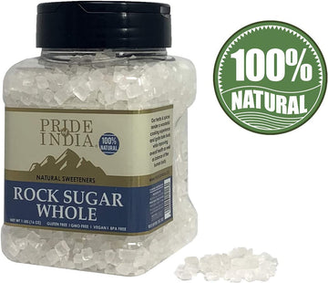 Pride Of India - Natural Crystal Rock Sugar Whole - 12 Oz (340 Gm) Medium Dual Sifter Jar - Authentic Indian Sugar Crystals - Us