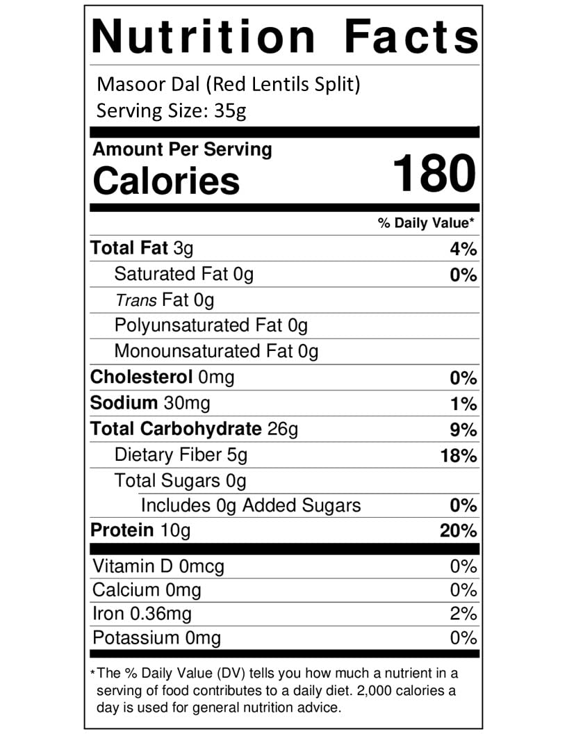 AIVA - Masoor Dal (Red Split Lentils) No Husk 4 LB