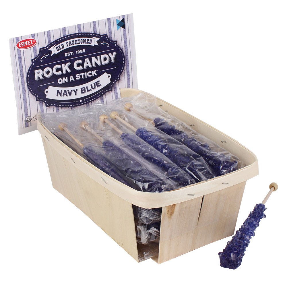 Espeez Rock Candy Sticks - 18 Count, Navy Blue, Blueberry Flavor, Individually Wrapped for Parties and Buffets