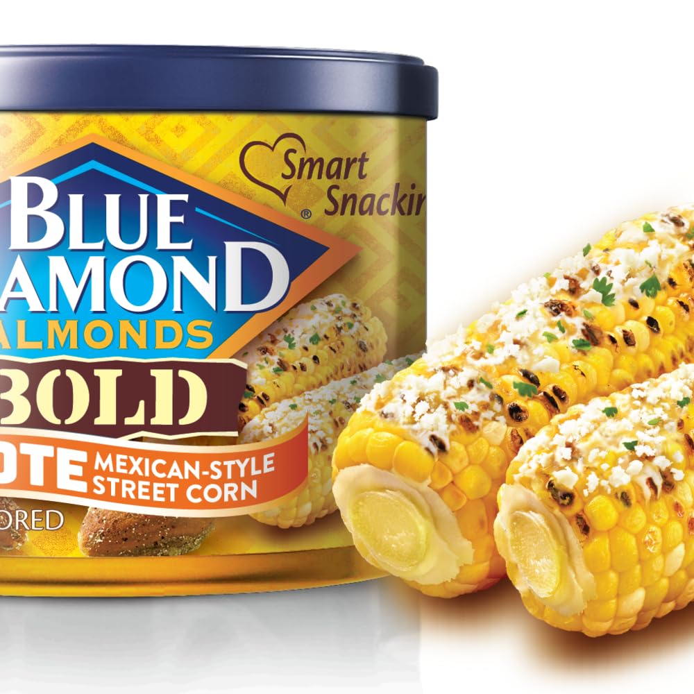 Blue Diamond Almonds, Bold Elote Mexican Street Corn Flavored Snack Nuts, 6 Ounce Can