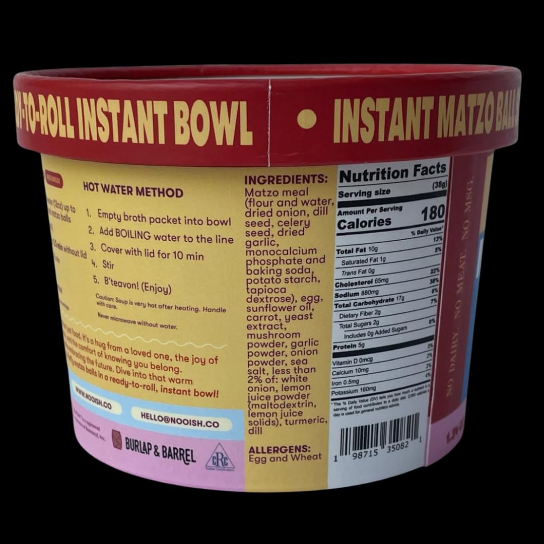 NOOISH Instant Matzo Ball Soup, Kosher & Vegetarian, 18 Pack, Just Add Water, Shelf-Stable