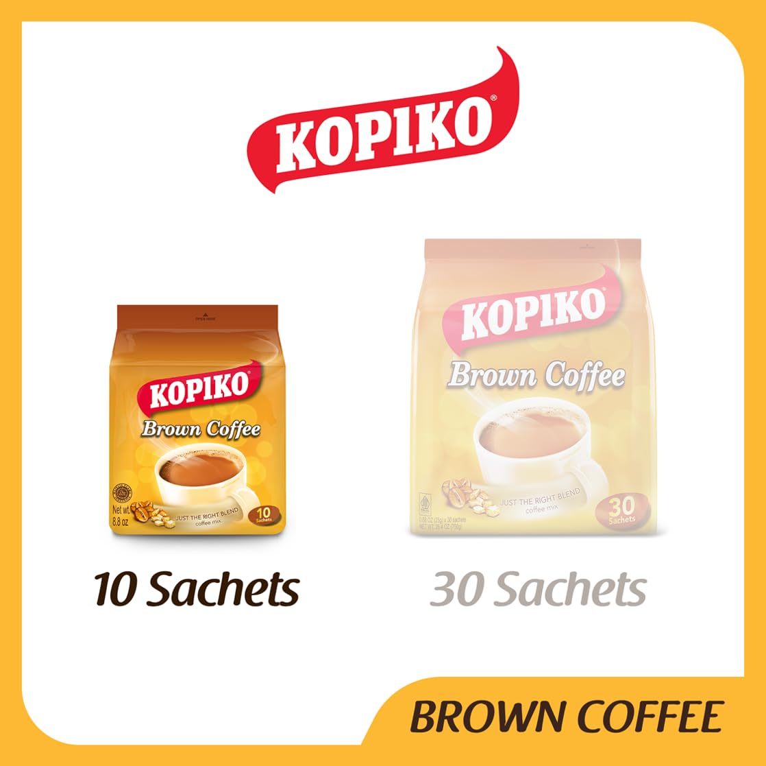 Kopiko Brown Instant Coffee Mix, Authentic Indonesian Coffee, 8.8 OZ (Pack of 10)